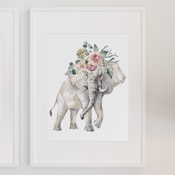 Elephant Watercolor Wall Art Poster Print Unframed - Picture 10 of 10